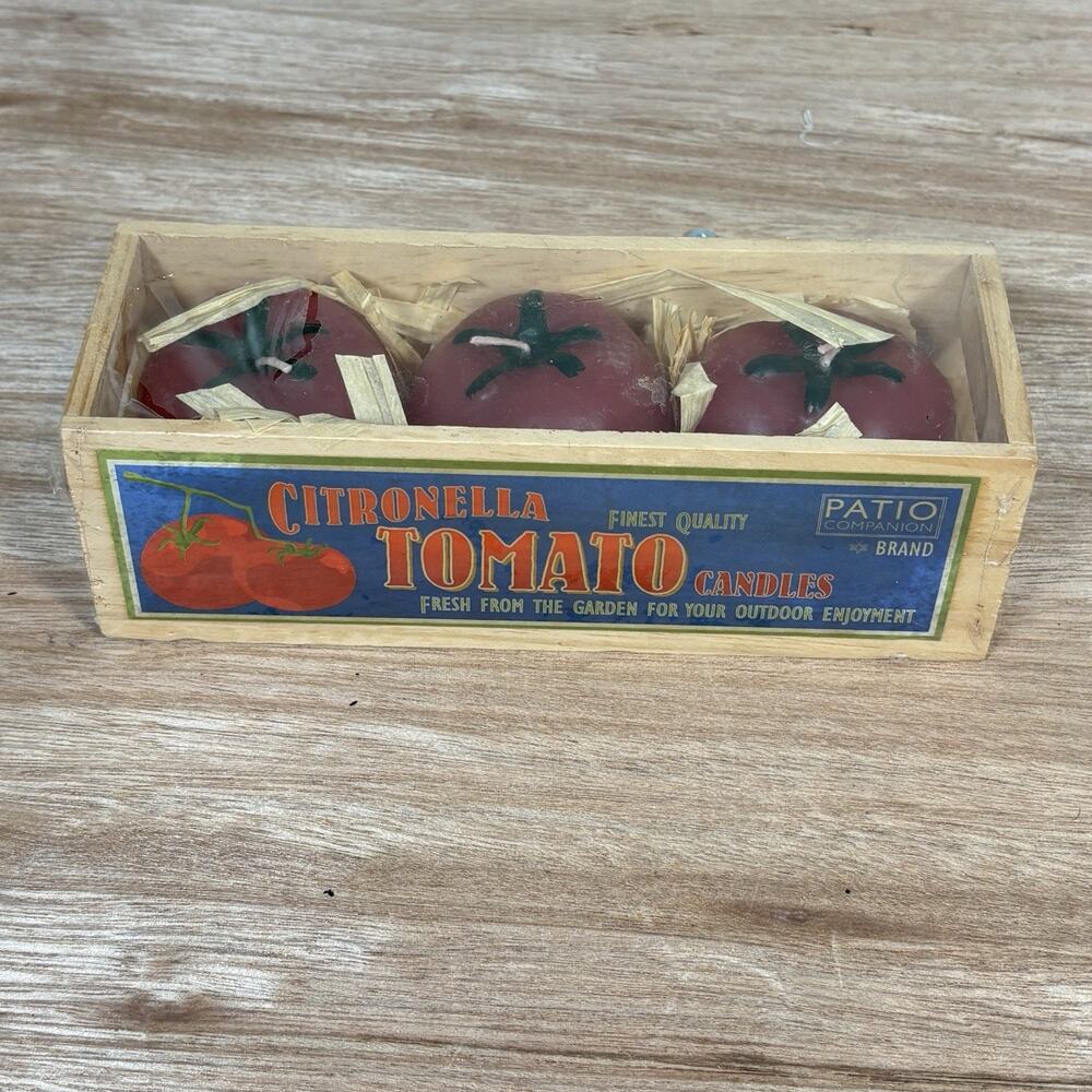 Handcrafted Heirloom Tomato Candles Scent‎ Wood Crate Box Vintage New Pure Rare